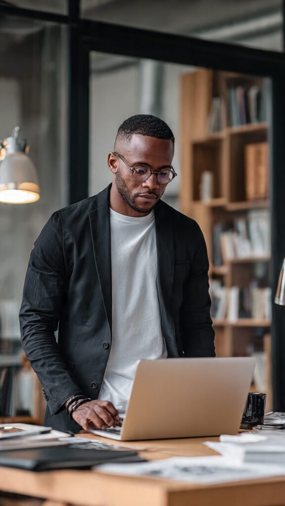 A person typing on a laptop